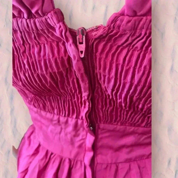 Vintage pink 80’s taffeta maxi dress matching shawl smocked top-Sm - Picture 9 of 14